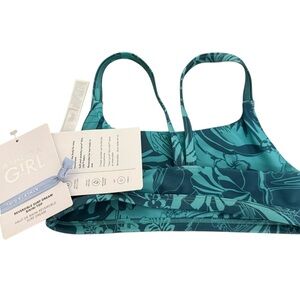 Athleta Girl REVERSIBLE SURF DREAM BIKINI TOP Girls Xs/6 Tropical Green